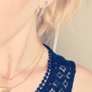 Stella & Dot Pave Horn Ear Jacket Earrings